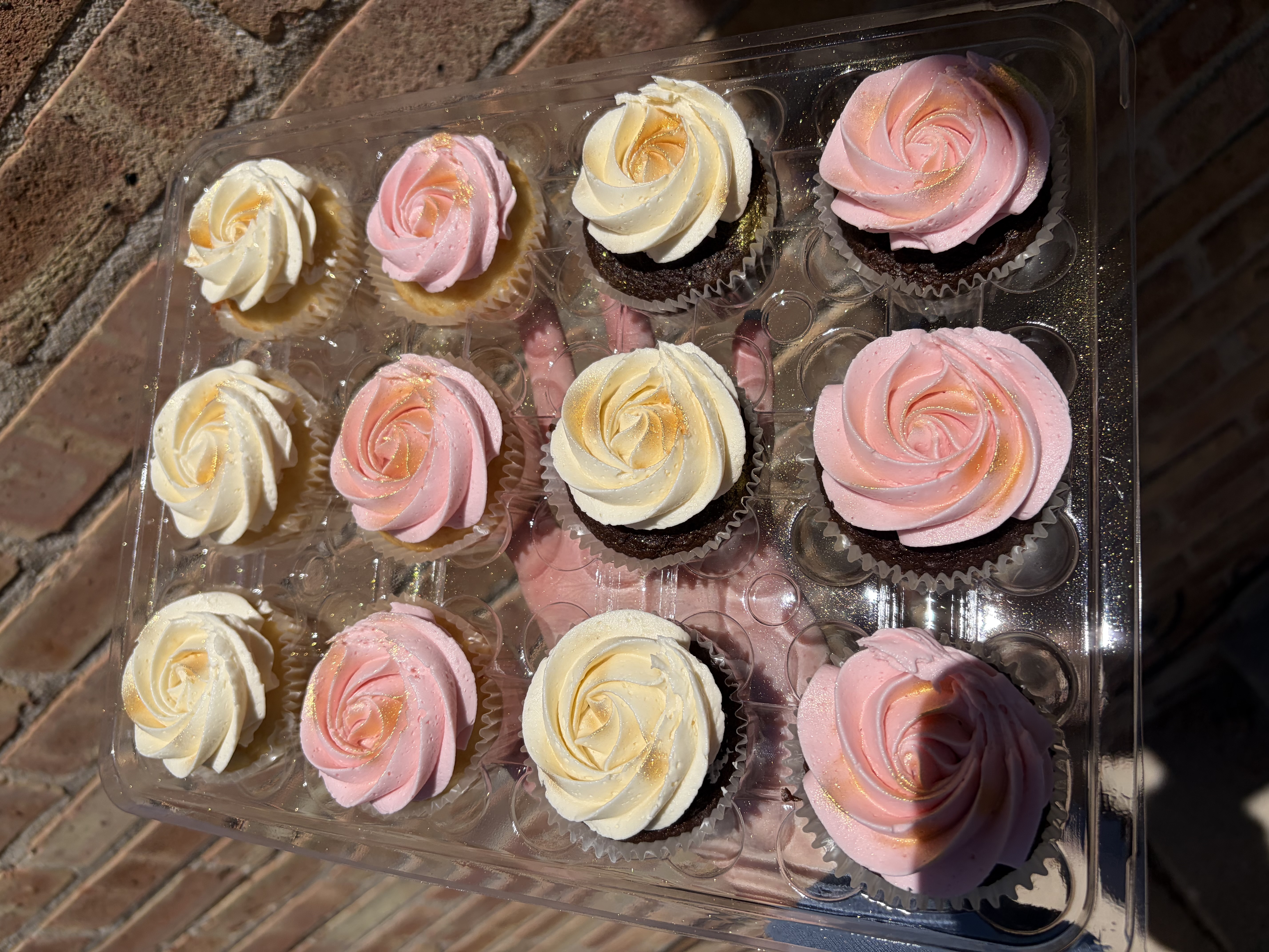 Pink and cream cupcakes